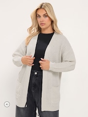 Yours Curve Natural Waffle Knit Cardigan - Image 1 of 6