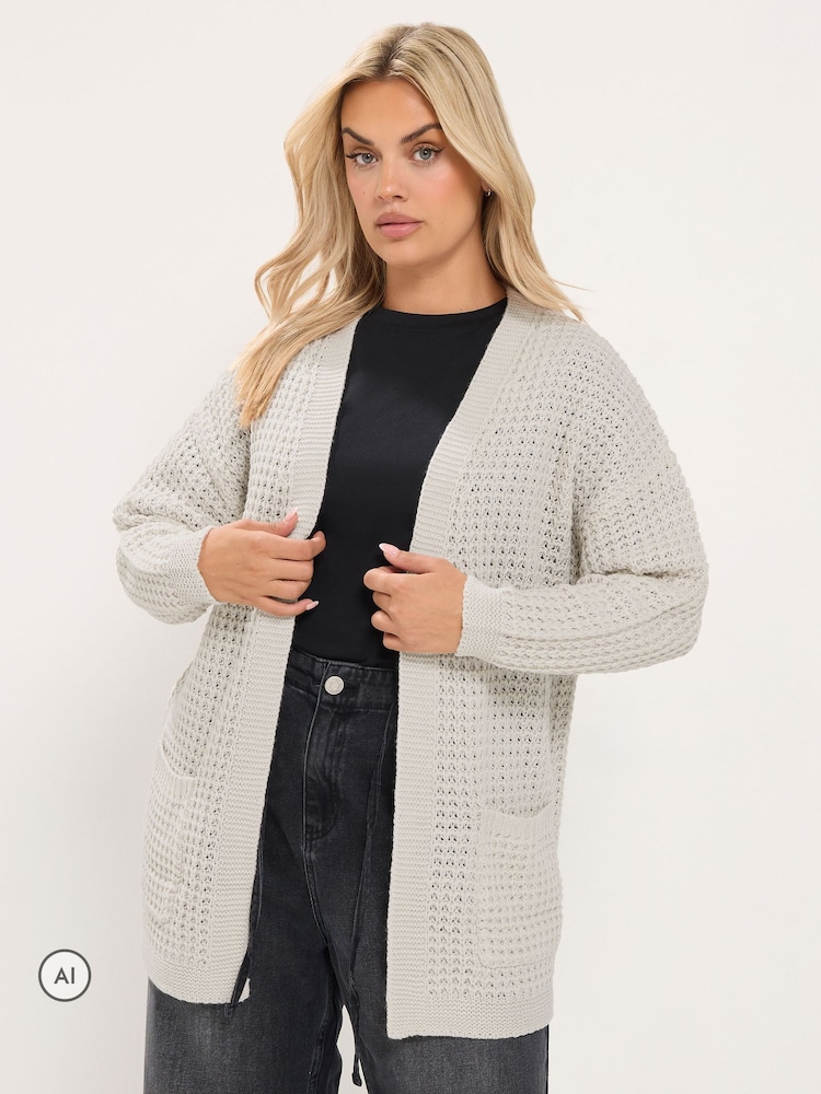 Yours Curve Natural Waffle Knit Cardigan - Image 1 of 6