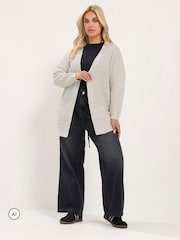Yours Curve Natural Waffle Knit Cardigan - Image 2 of 6