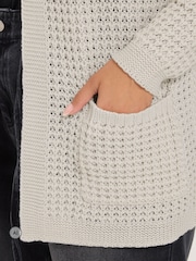Yours Curve Natural Waffle Knit Cardigan - Image 4 of 6