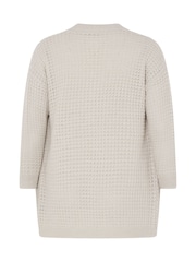 Yours Curve Natural Waffle Knit Cardigan - Image 6 of 6