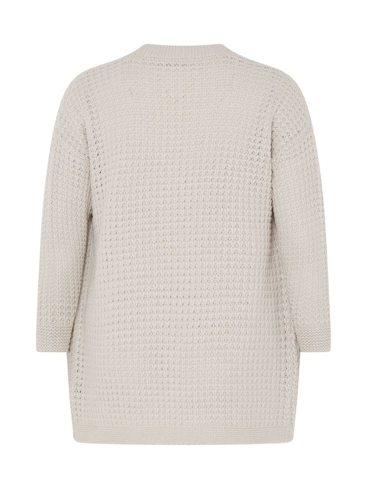 Yours Curve Natural Waffle Knit Cardigan - Image 6 of 6