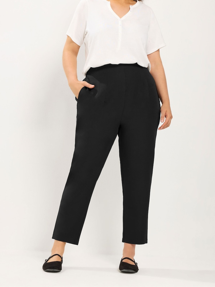 Yours Curve Black Darted Waist Trousers - Image 1 of 6 Yours Curve Black Darted Waist Trousers - Image 1 of 6