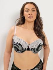 Yours Curve Black Stripe Underwired Padded Bras 2 Pack - Image 1 of 5