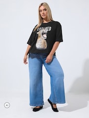 Yours Curve Limited Untamed Leopard Roar Lace Hem T-Shirt - Bild 2 av 6