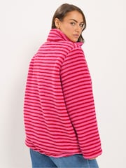 Yours Curve Pink Sherpa Borg Quarter Zip Fleece - Image 3 of 6