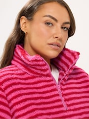 Yours Curve Pink Sherpa Borg Quarter Zip Fleece - Image 4 of 6