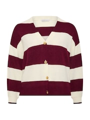 Yours Curve Cream Limited Stripe Balloon Sleeve Cardigan - Image 5 of 6
