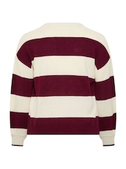 Yours Curve Cream Limited Stripe Balloon Sleeve Cardigan - Image 6 of 6