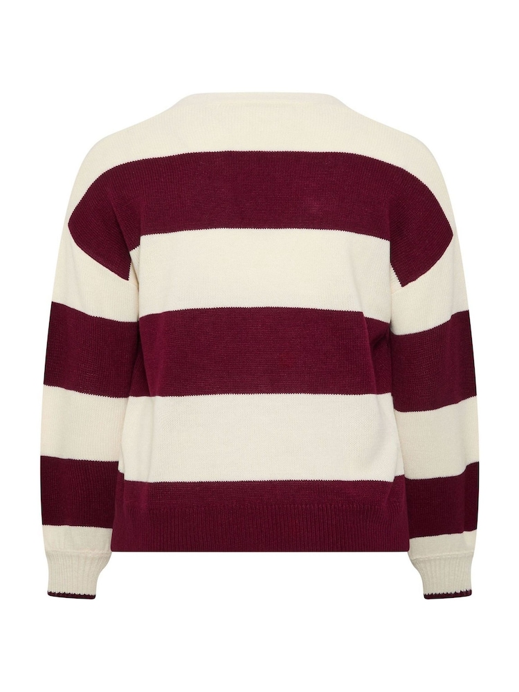 Yours Curve Cream Limited Stripe Balloon Sleeve Cardigan - Image 6 of 6 Yours Curve Cream Limited Stripe Balloon Sleeve Cardigan - Image 6 of 6