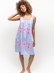 Cyberjammies Blue Cyberjammies Flamingo Print Short Nightdress - Image 3 of 4