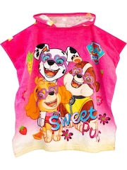 Character Pink Paw Patrol License Kids Printed Swim And Beach 100% Cotton Towel Poncho - Image 3 of 5