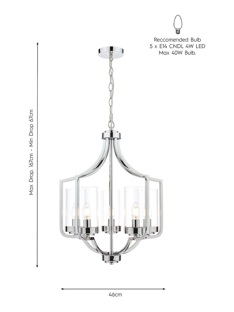 Laura Ashley Chrome Joseph Chandelier 5 Light Light - Image 5 of 5