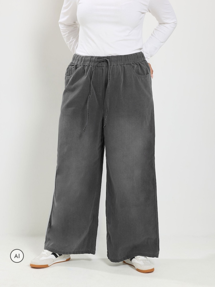 Yours Curve Grey Pull On Jeans - Image 1 of 6 Yours Curve Grey Pull On Jeans - Image 1 of 6
