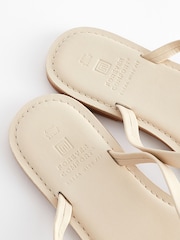 Bone White Extra Wide Fit Forever Comfort® Bow Detail Leather Flip Flops - Image 8 of 8