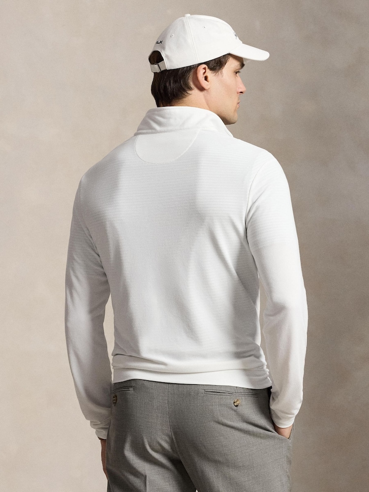 Ralph Lauren White RLX Movement Mesh Quarter Zip Sweat Top - Image 2 of 5 Ralph Lauren White RLX Movement Mesh Quarter Zip Sweat Top - Image 2 of 5