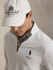 Ralph Lauren White RLX Movement Mesh Quarter Zip Sweat Top - Image 4 of 5