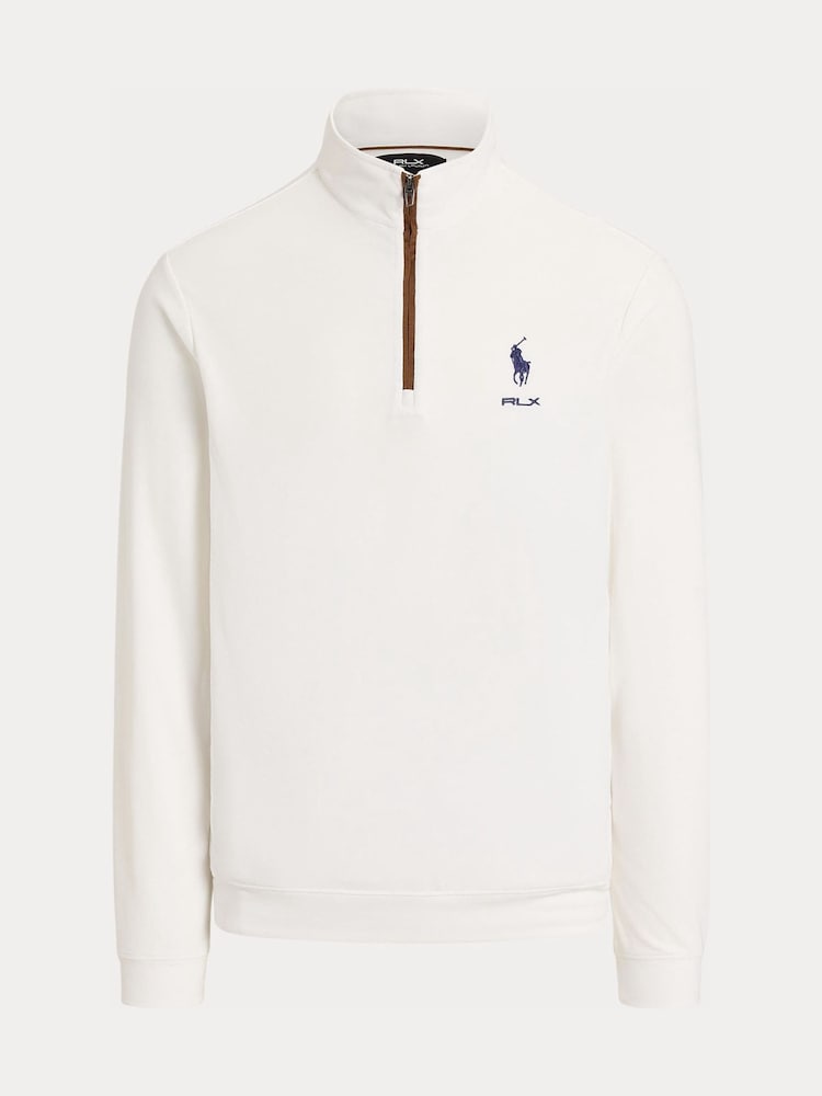 Ralph Lauren White RLX Movement Mesh Quarter Zip Sweat Top - Image 5 of 5 Ralph Lauren White RLX Movement Mesh Quarter Zip Sweat Top - Image 5 of 5
