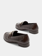 Yours Curve Brown Slim Sole Snaffle Trim Loafers in Extra Wide Fit - Image 4 of 5