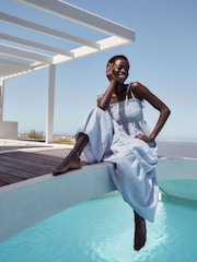Blue Stripe Maxi Summer Dress - Image 1 of 6