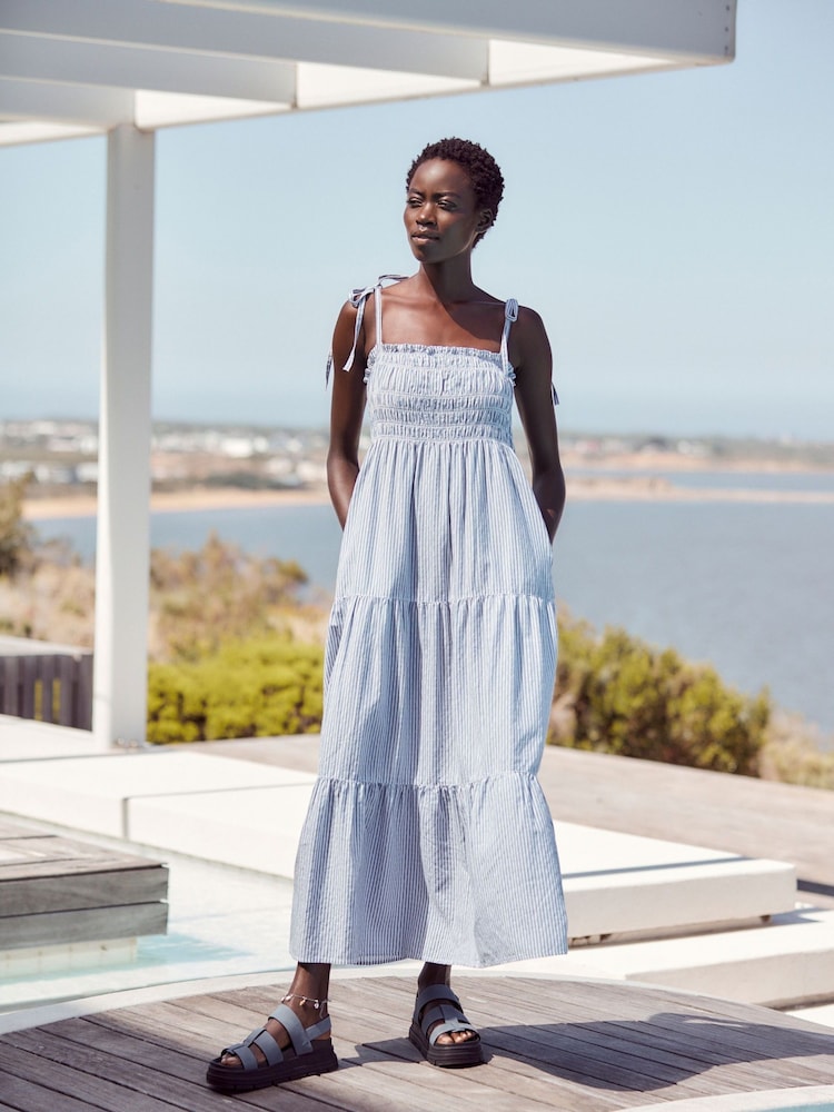 Blue Stripe Maxi Summer Dress - Image 2 of 6
