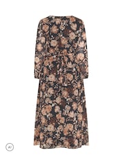 Yours Curve Natural Floral Buckle Wrap Dress - Image 6 of 6