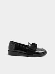 Yours Curve Black Patent Bow Loafers in Wide E Fit - Image 3 of 5