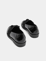 Yours Curve Black Patent Bow Loafers in Wide E Fit - Image 4 of 5