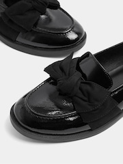 Yours Curve Black Patent Bow Loafers in Wide E Fit - Image 5 of 5
