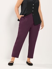 Yours Curve Purple Darted Waist Trousers - Image 1 of 6