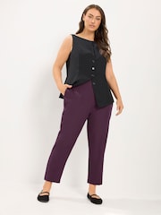 Yours Curve Purple Darted Waist Trousers - Image 2 of 6