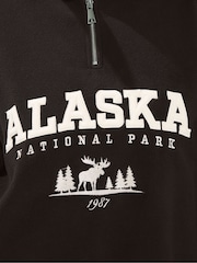Yours Curve Brown Slogan Half Zip Fleece - Image 6 of 6