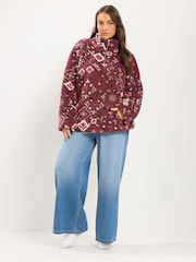 Yours Curve Red Sherpa Borg Quarter Zip Fleece - Image 2 of 6