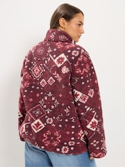 Yours Curve Red Sherpa Borg Quarter Zip Fleece - Image 3 of 6
