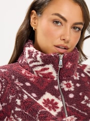 Yours Curve Red Sherpa Borg Quarter Zip Fleece - Image 4 of 6