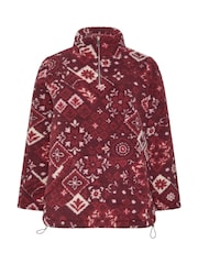 Yours Curve Red Sherpa Borg Quarter Zip Fleece - Image 5 of 6