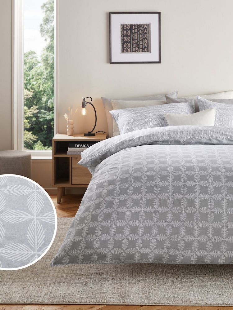 2 Pack Grey Tile Reversible Duvet Cover and Pillowcase Set - Image 2 of 9