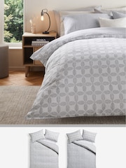 2 Pack Grey Tile Reversible Duvet Cover and Pillowcase Set - Image 4 of 9