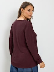 Yours Curve Purple Button Front Crepe Top - Image 3 of 6
