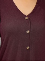 Yours Curve Purple Button Front Crepe Top - Image 4 of 6