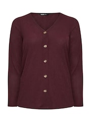 Yours Curve Purple Button Front Crepe Top - Image 5 of 6
