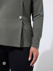 Yours Curve Grey Limited Button Waist Detail Sweatshirt - Image 4 of 6