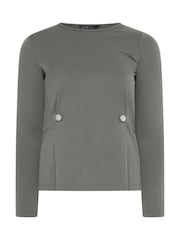 Yours Curve Grey Limited Button Waist Detail Sweatshirt - Image 5 of 6