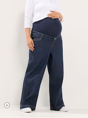 Yours Curve Blue Maternity Slouchy Jeans - Image 1 of 6