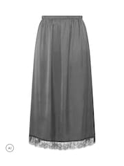 Yours Curve Grey Limited Long Satin Hem Skirt - Image 5 of 6