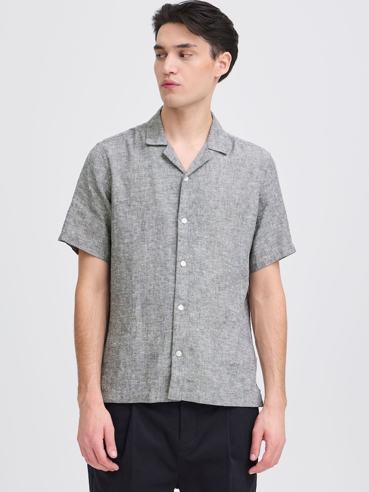 Casual Friday Blue Sauby Linen Shirt - Image 1 of 8 Casual Friday Blue Sauby Linen Shirt - Image 1 of 8