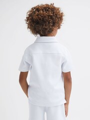 Reiss White Creed Junior Textured Half-Zip Polo Shirt - Image 5 of 6