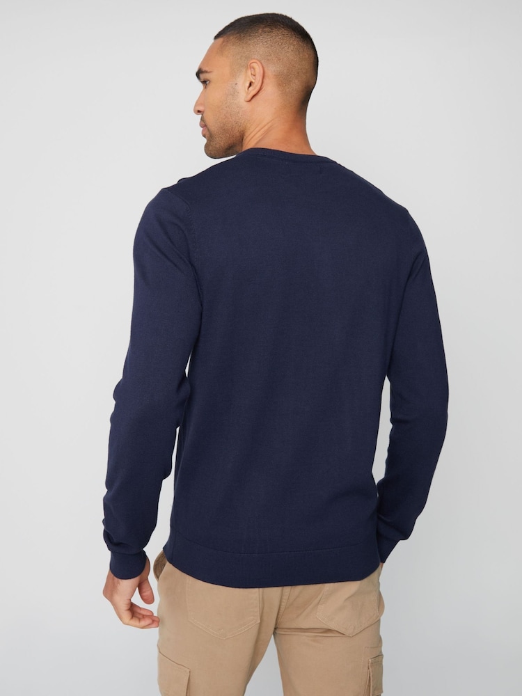 Threadbare Navy Blue Crew Neck Knitted Jumper - Image 2 of 4