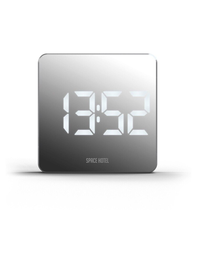 Space Hotel White A Modern Mirrored LED Alarm Clock - Image 2 of 4