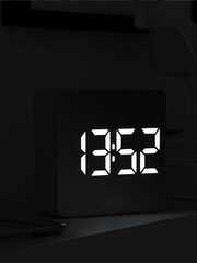 Space Hotel White A Modern Mirrored LED Alarm Clock - Image 4 of 4